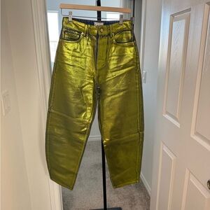 Ganni Metallic Green Starry Jeans